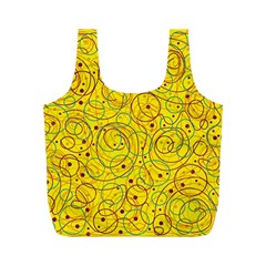 Yellow Abstract Art Full Print Recycle Bags (m)  by Valentinaart