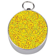 Yellow Abstract Art Silver Compasses