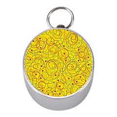 Yellow Abstract Art Mini Silver Compasses