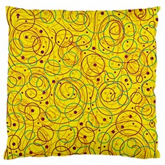 Yellow Abstract Art Large Flano Cushion Case (one Side)