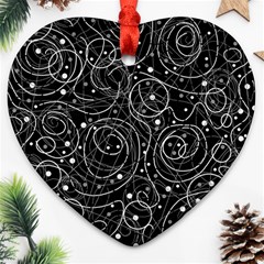 Black And White Magic Ornament (heart)  by Valentinaart