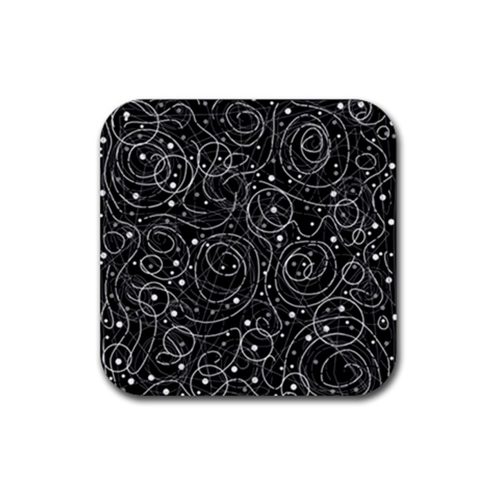 Black and white magic Rubber Coaster (Square) 