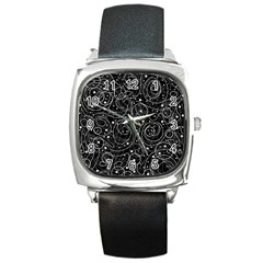 Black And White Magic Square Metal Watch