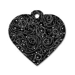 Black And White Magic Dog Tag Heart (two Sides)