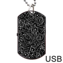 Black And White Magic Dog Tag Usb Flash (one Side) by Valentinaart