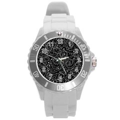 Black And White Magic Round Plastic Sport Watch (l)