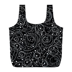 Black And White Magic Full Print Recycle Bags (l)  by Valentinaart