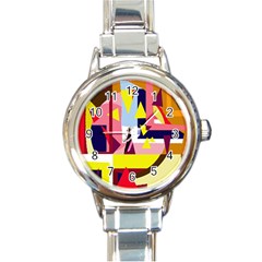 Colorful Abstraction Round Italian Charm Watch