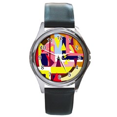 Colorful Abstraction Round Metal Watch