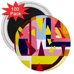 Colorful Abstraction 3  Magnets (100 Pack)