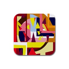 Colorful Abstraction Rubber Square Coaster (4 Pack) 