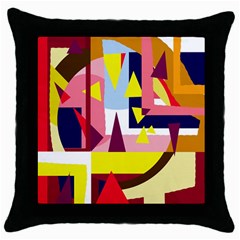 Colorful Abstraction Throw Pillow Case (black) by Valentinaart