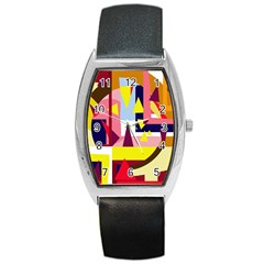 Colorful Abstraction Barrel Style Metal Watch