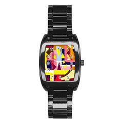 Colorful Abstraction Stainless Steel Barrel Watch