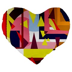 Colorful Abstraction Large 19  Premium Flano Heart Shape Cushions