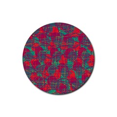 Decorative Abstract Art Rubber Coaster (round)  by Valentinaart