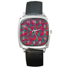 Decorative Abstract Art Square Metal Watch