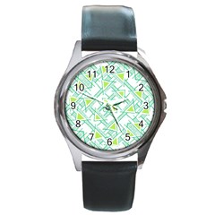 Ethnic Geo Pattern Round Metal Watch by dflcprints