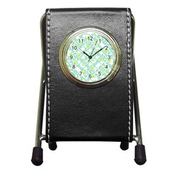 Ethnic Geo Pattern Pen Holder Desk Clocks by dflcprints