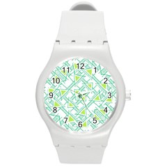 Ethnic Geo Pattern Round Plastic Sport Watch (m) by dflcprints