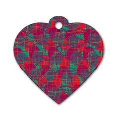 Decorative Abstract Art Dog Tag Heart (two Sides)