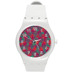 Decorative Abstract Art Round Plastic Sport Watch (m)