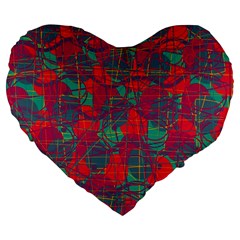 Decorative Abstract Art Large 19  Premium Heart Shape Cushions