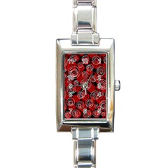 Red Abstract Decor Rectangle Italian Charm Watch