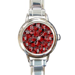 Red Abstract Decor Round Italian Charm Watch