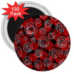 Red Abstract Decor 3  Magnets (100 Pack)