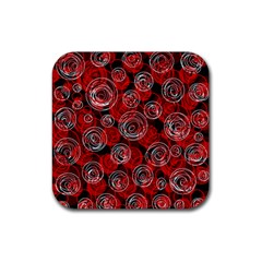 Red Abstract Decor Rubber Coaster (square)  by Valentinaart