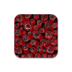 Red Abstract Decor Rubber Square Coaster (4 Pack) 