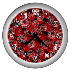 Red Abstract Decor Wall Clocks (silver) 