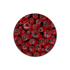 Red Abstract Decor Rubber Coaster (round) 