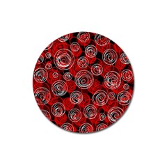 Red Abstract Decor Magnet 3  (round) by Valentinaart