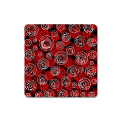 Red Abstract Decor Square Magnet