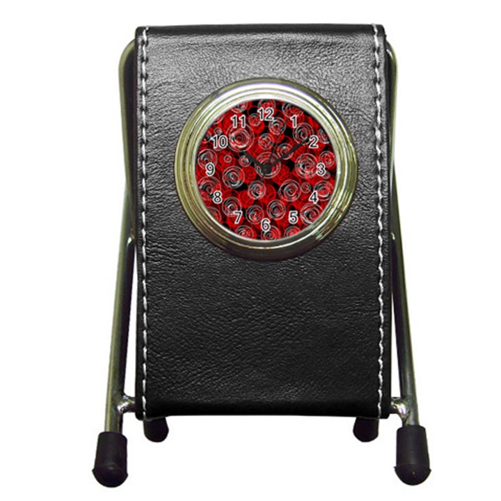 Red abstract decor Pen Holder Desk Clocks