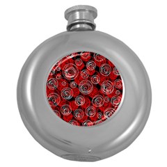 Red Abstract Decor Round Hip Flask (5 Oz) by Valentinaart