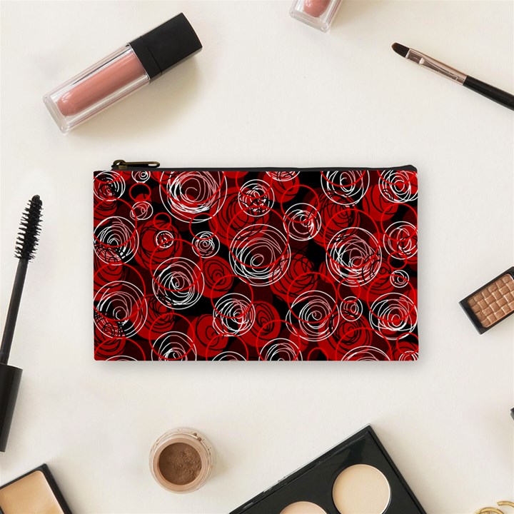 Red abstract decor Cosmetic Bag (Small) 