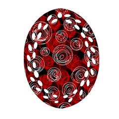 Red Abstract Decor Oval Filigree Ornament (2-side)  by Valentinaart