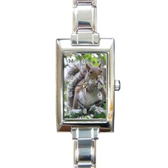 Gray Squirrel Eating Sycamore Seed Rectangle Italian Charm Watch by GiftsbyNature