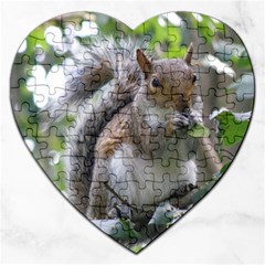 Gray Squirrel Eating Sycamore Seed Jigsaw Puzzle (heart) by GiftsbyNature