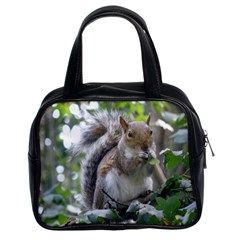 Gray Squirrel Eating Sycamore Seed Classic Handbags (2 Sides) by GiftsbyNature