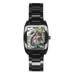 Gray Squirrel Eating Sycamore Seed Stainless Steel Barrel Watch by GiftsbyNature