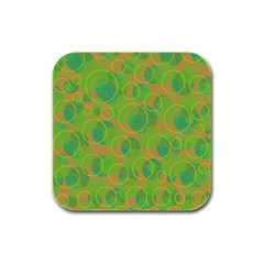 Green decorative art Rubber Square Coaster (4 pack) 