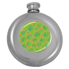 Green decorative art Round Hip Flask (5 oz)