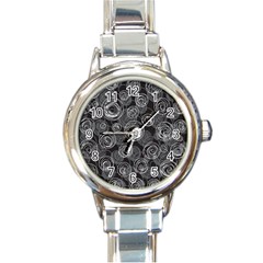 Gray Abstract Art Round Italian Charm Watch by Valentinaart