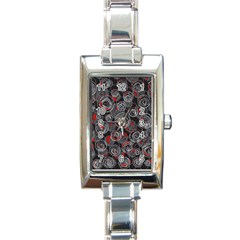 Red And Gray Abstract Art Rectangle Italian Charm Watch