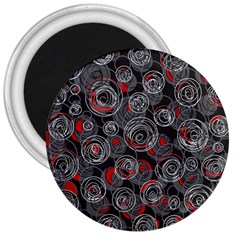 Red And Gray Abstract Art 3  Magnets