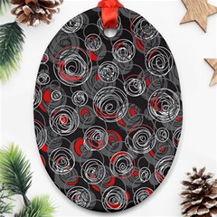 Red And Gray Abstract Art Ornament (oval) 